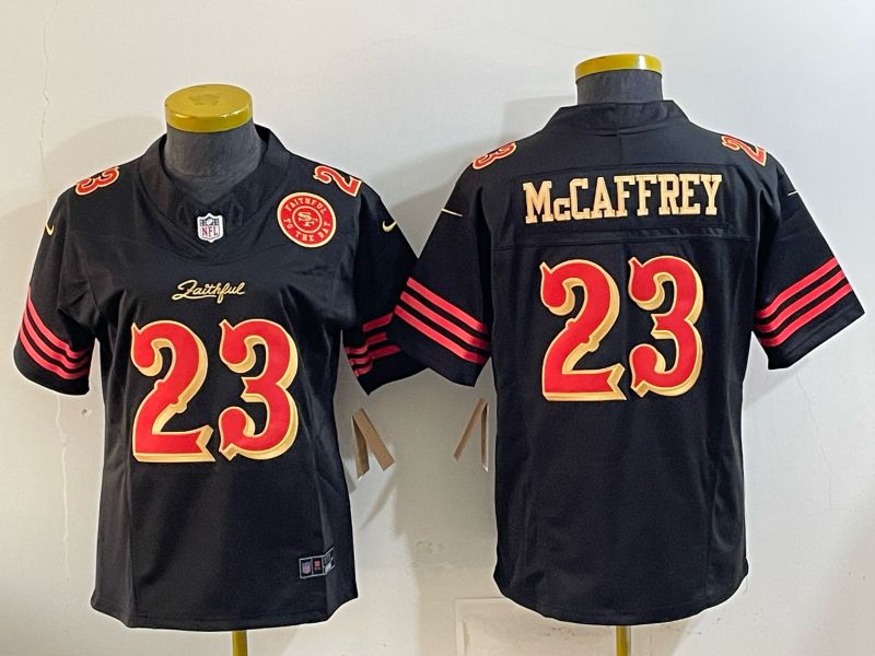Youth 2026 San Francisco 49ers #23 Mccaffrey Black gold Nike Limited NFL Jersey style 07